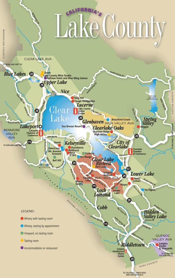 Lake County Wine Country Map California Winery Advisor