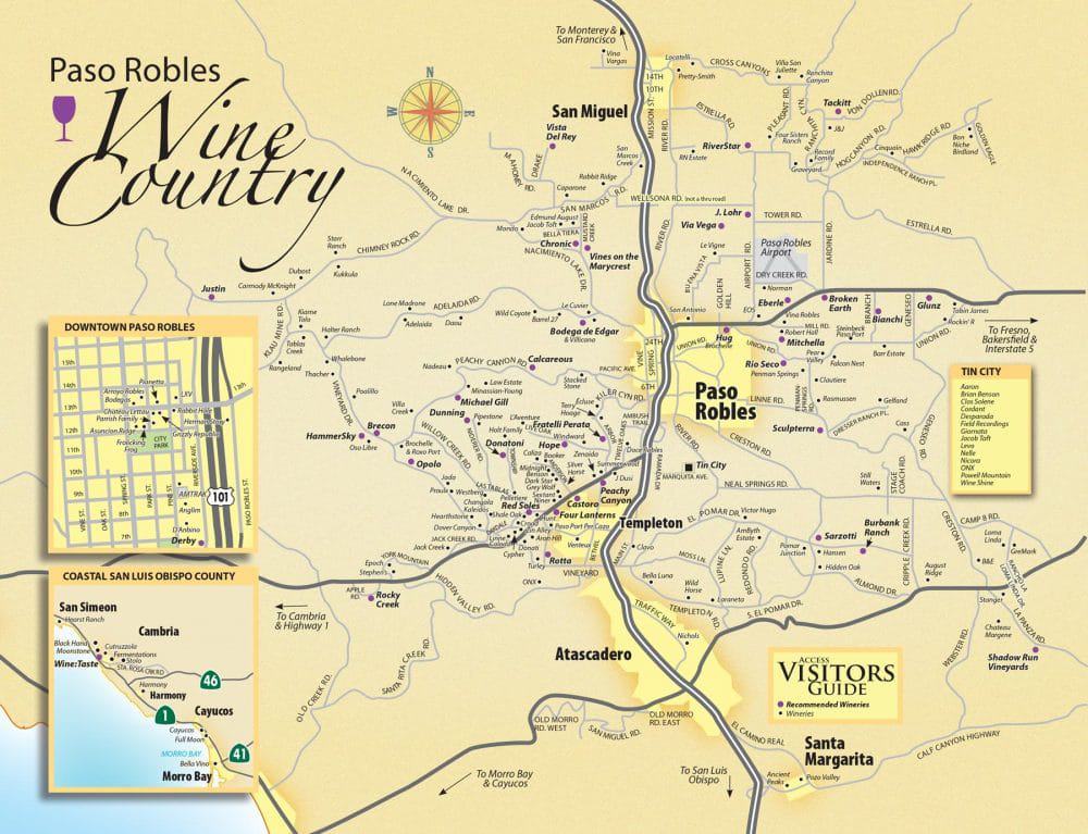 Paso Robles Winery Map 1000x767 