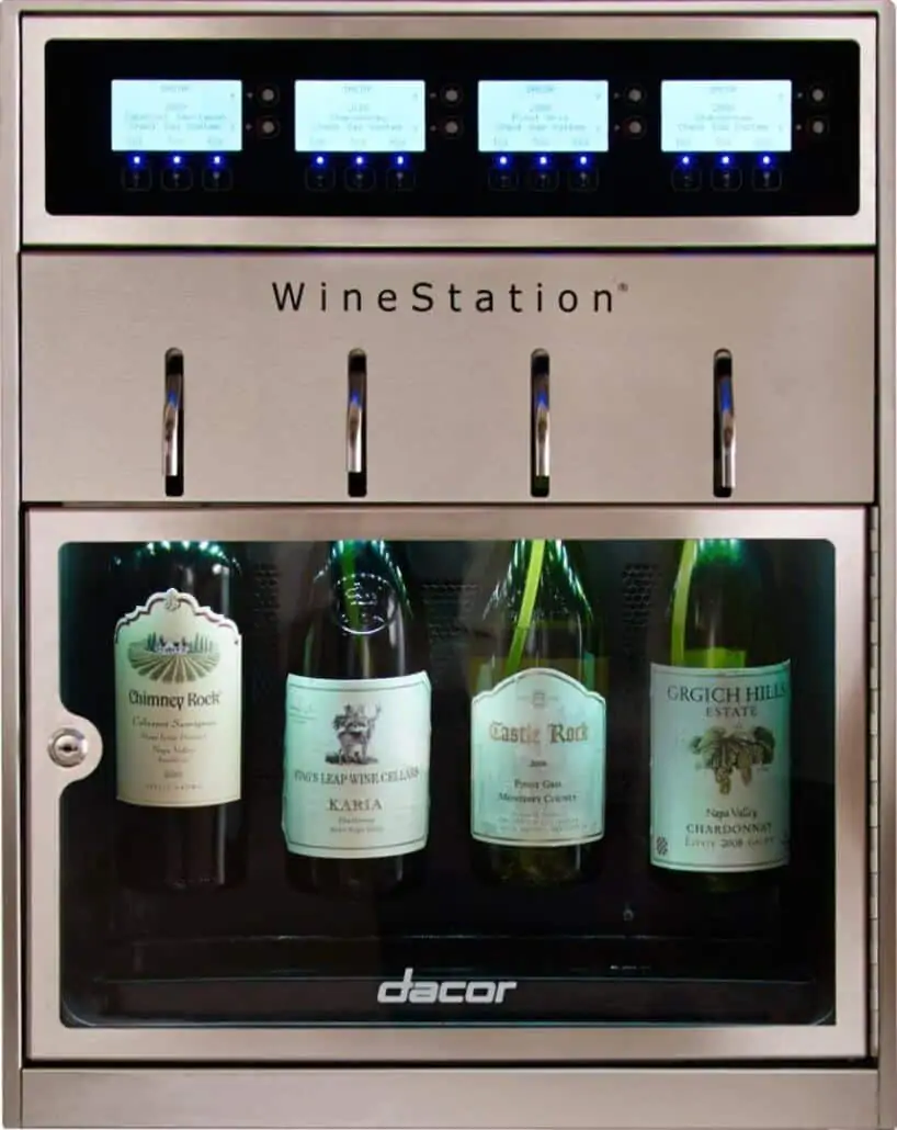 Dacor - When John McClain Design designed this beverage center he knew that  the Dacor WineStation would be the main focal point. With custom cabinetry  surrounding it, the Wine Station is definitely