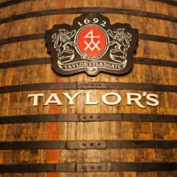 taylor fladgate port barrel with logo