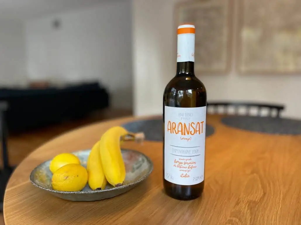 a bottle of orange wine