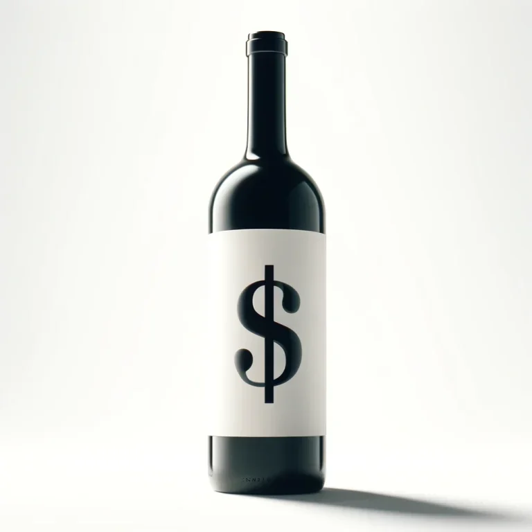 DALL·E 2024-04-13 18.30.37 - A photo-realistic image of a wine bottle standing upright against a white background. The bottle is made of dark glass, featuring a clean, white label